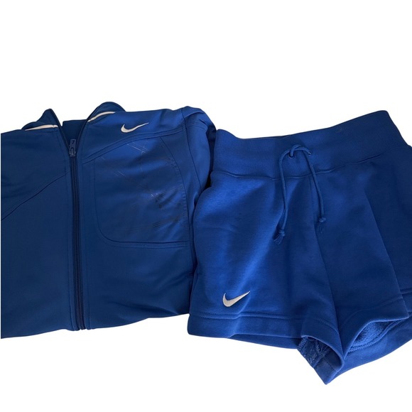 Nike Pants - Nike FIT Royal Blue Track Jacket and Shorts Set Flight Patch Womens Athleisure